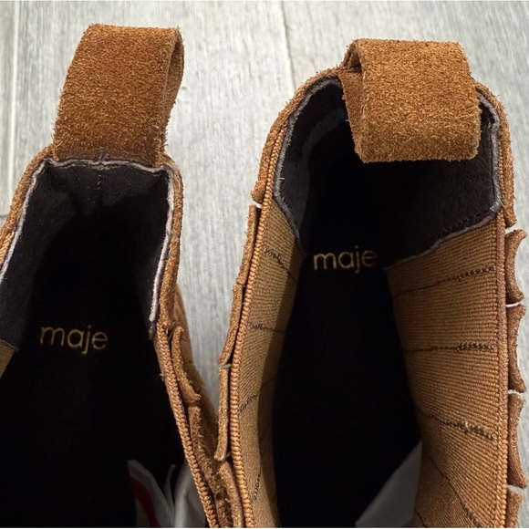 MAJE Farwest Suede Cowboy Boots Size 41 10.5 Tan Camel 70s Western Ankle Booties - Picture 12 of 16